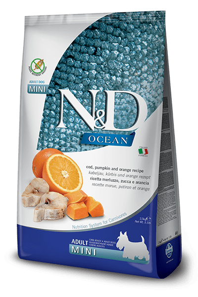 N&D Ocean Codfish, Pumpkin & Orange Adult Mini 2,5կգ